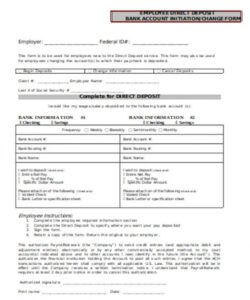 Printable Employee Direct Deposit Enrollment Form Template  Sample