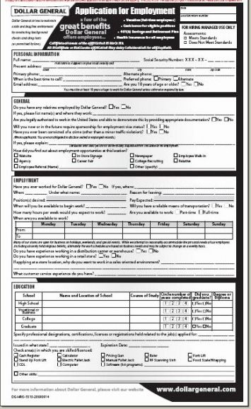 Printable General Job Application Form Template Pdf Sample