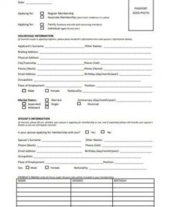 Printable Membership Application Form Template Word Sample