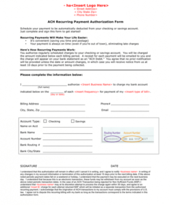 Printable Printable Blank Ach Authorization Form Template Doc Example