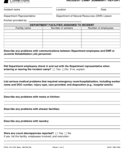 Printable Property Incident Report Form Template  Sample