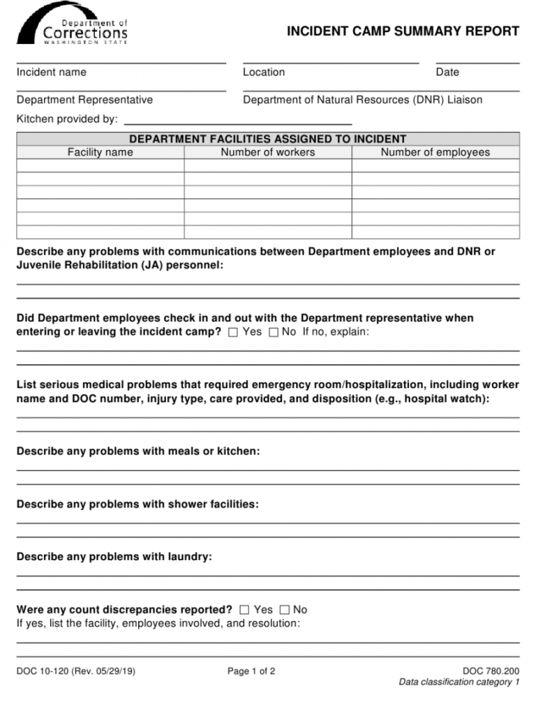 Printable Property Incident Report Form Template Sample ...