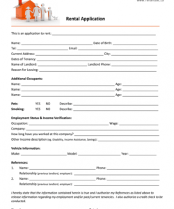 Printable Rental Property Application Form Template  Sample