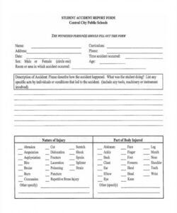 Printable Student Incident Report Form Template Doc Sample