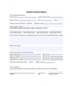 Printable Student Incident Report Form Template Pdf Example