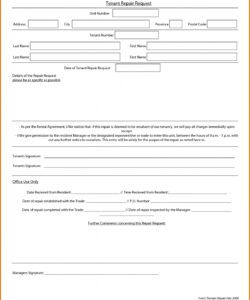 Printable Template Maintenance Request Form Excel Sample
