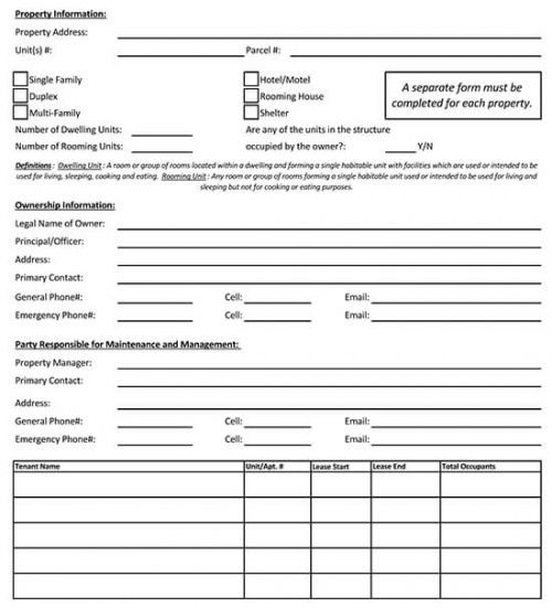 Printable Tenant Emergency Contact Form Template Doc Example