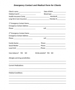 Printable Tenant Emergency Contact Form Template Excel