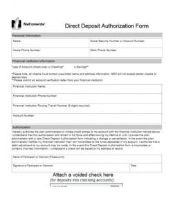 Printable Vendor Direct Deposit Authorization Form Template Word