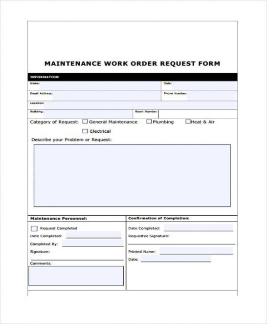 Professional Apartment Maintenance Request Form Template Printable Fill ...