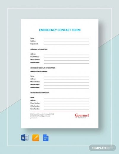 Professional Babysitter Emergency Contact Form Template Excel Example