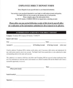 Professional Direct Deposit Payroll Form Template Excel