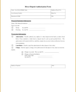 Professional Direct Deposit Payroll Form Template Word Sample