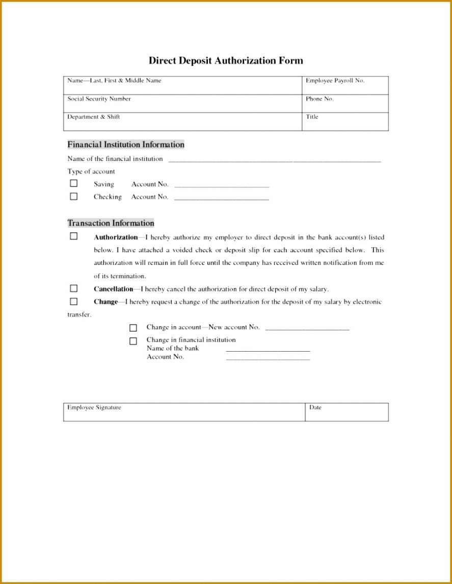 Direct Deposit Payroll Form Template 1308