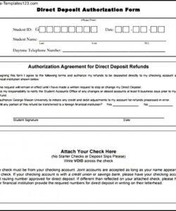 Professional Permission Form Template For Direct Deposit Word Example