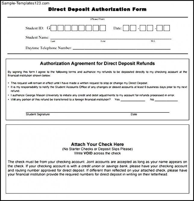 Professional Permission Form Template For Direct Deposit Word Example