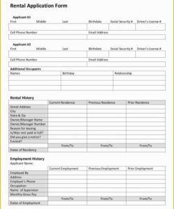 Professional Rental Property Application Form Template Excel