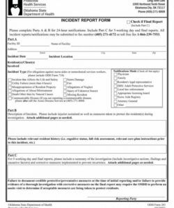 Professional Safety Incident Report Form Template Word Sample