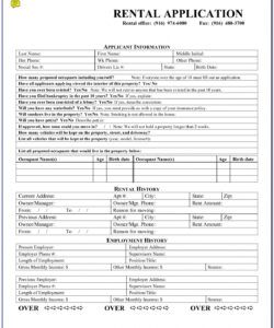 Property Rental Application Form Template Word