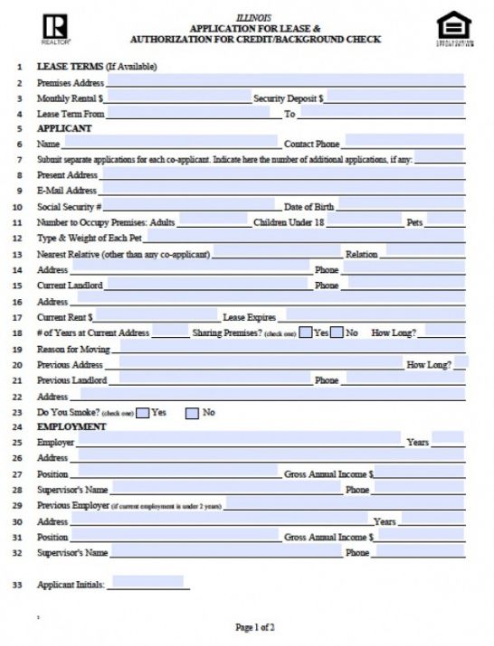 Rental Application Form Template Basic Pdf Example
