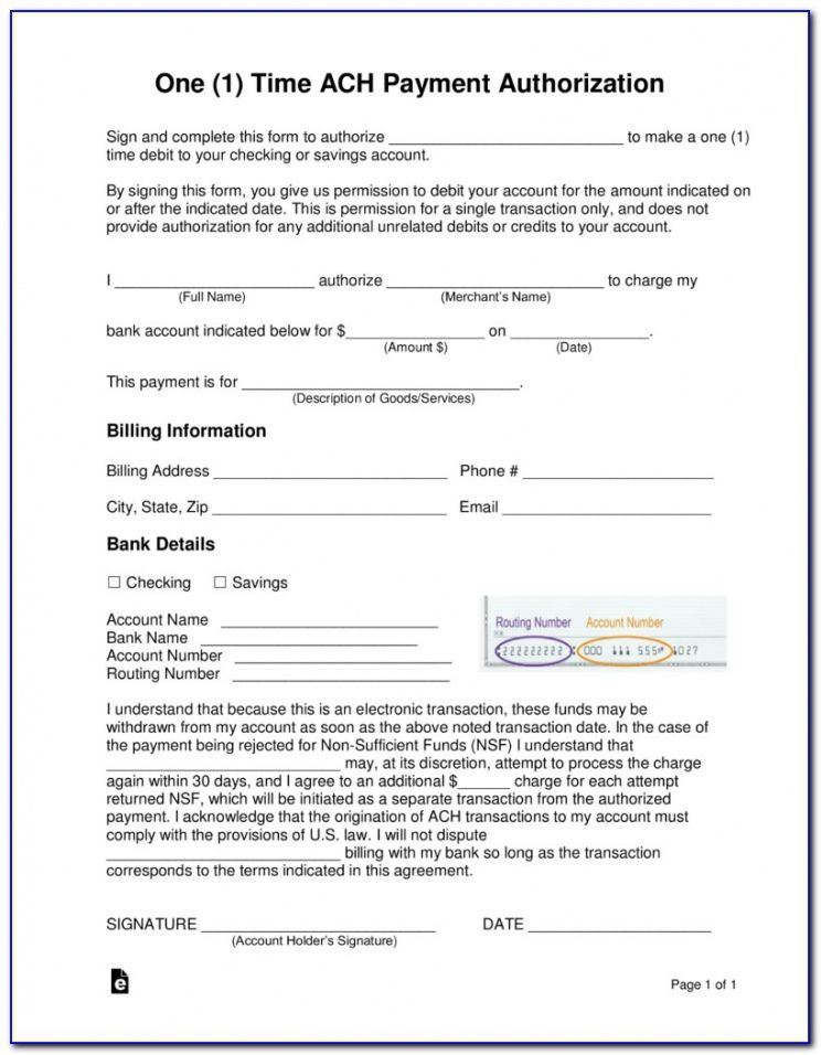 Vendor Ach Direct Deposit Authorization Form Template