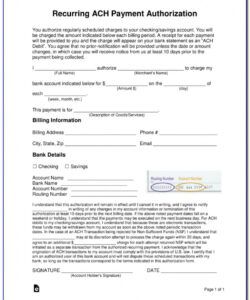 Best Ach Debit Authorization Form Template Word Example