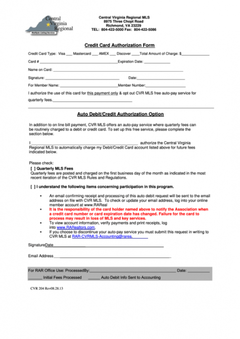 Best Credit Card Authorization Form Pdf Fillable Template Doc