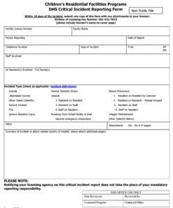 Best Critical Incident Report Form Template Word