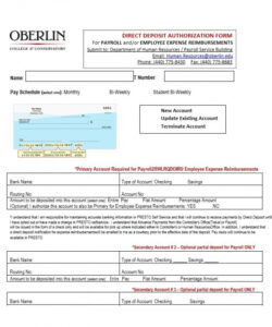 Best Direct Deposit Authorization Form Template Excel Sample