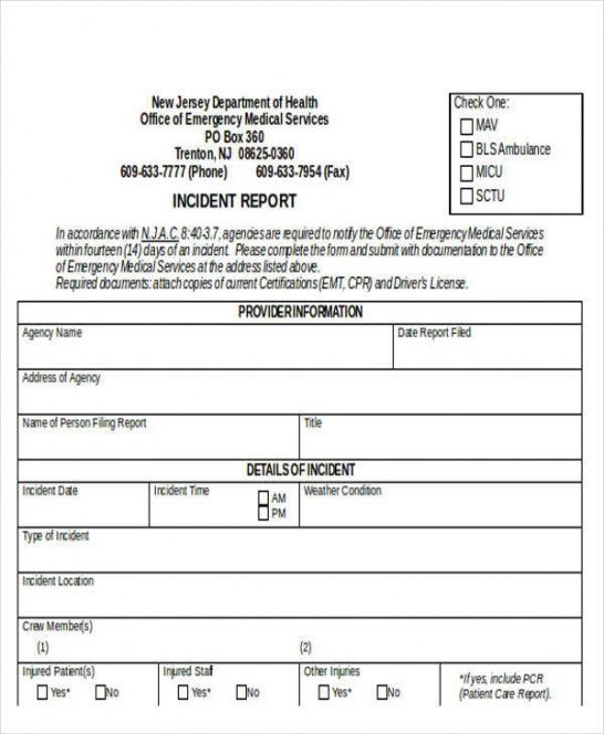 Best Medical Incident Report Form Template Excel Example