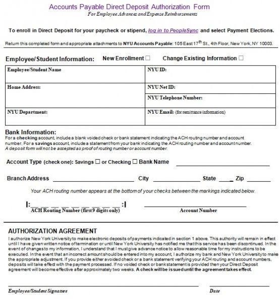 Best Payroll Direct Deposit Authorization Form Template Doc
