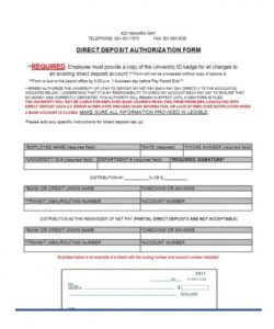 Best Payroll Direct Deposit Authorization Form Template  Example