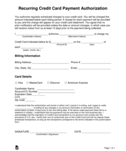 Best Template For Credit Card Authorization Form  Example