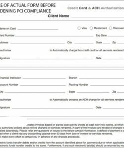 Blank Ach Authorization Form Template Excel Example
