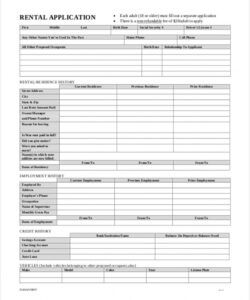 Costum Apartment Rental Application Form Template  Sample