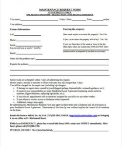 Costum Appliance Repair Maintenance Request Form Template Printable Excel