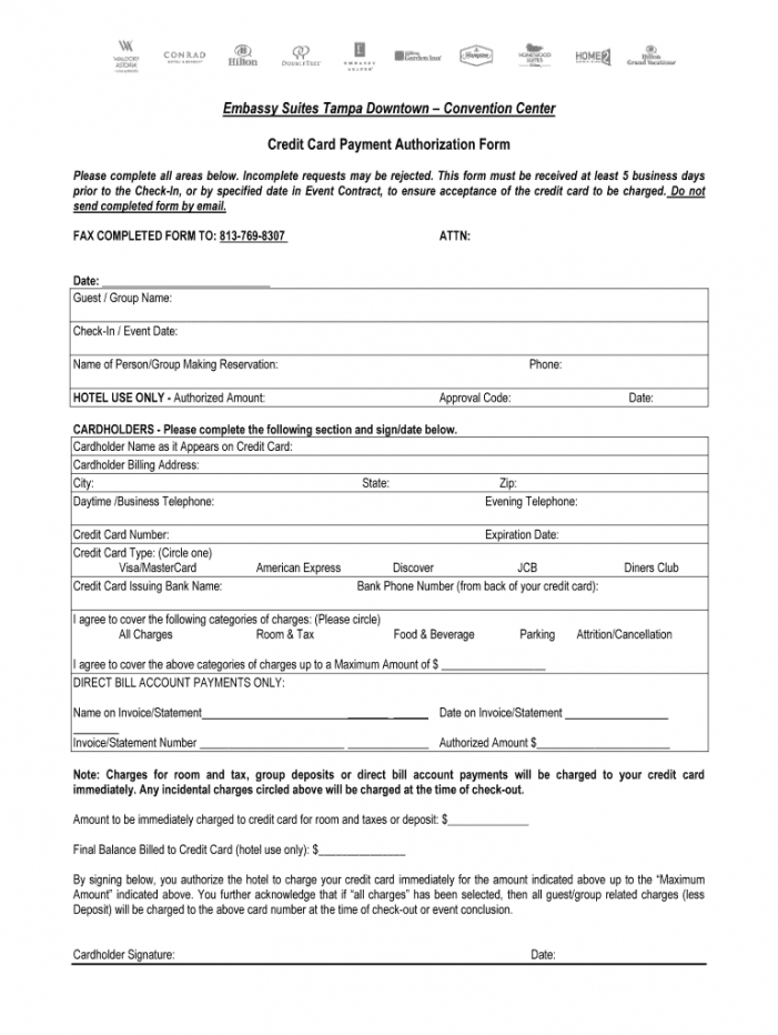Costum Credit Card Authorization Form Pdf Fillable Template Excel Sample