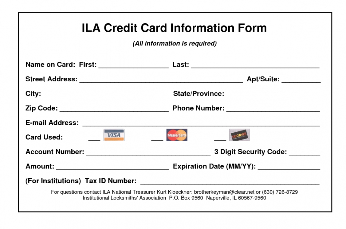 Costum Credit Card Authorization Form Template