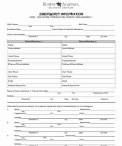 Costum Home Emergency Contact Form Template  Sample