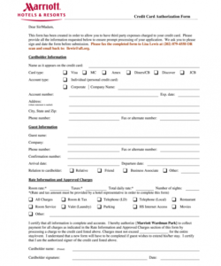 Costum Hotel Credit Card Authorization Form Template Excel Example