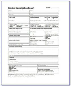 Costum Incident Investigation Report Form Template Excel Example