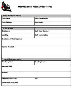 Costum Maintenance Request Form Template For Vehicles Pdf Example