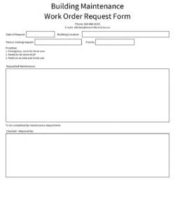 Costum Maintenance Request Form Template For Vehicles Pdf Example