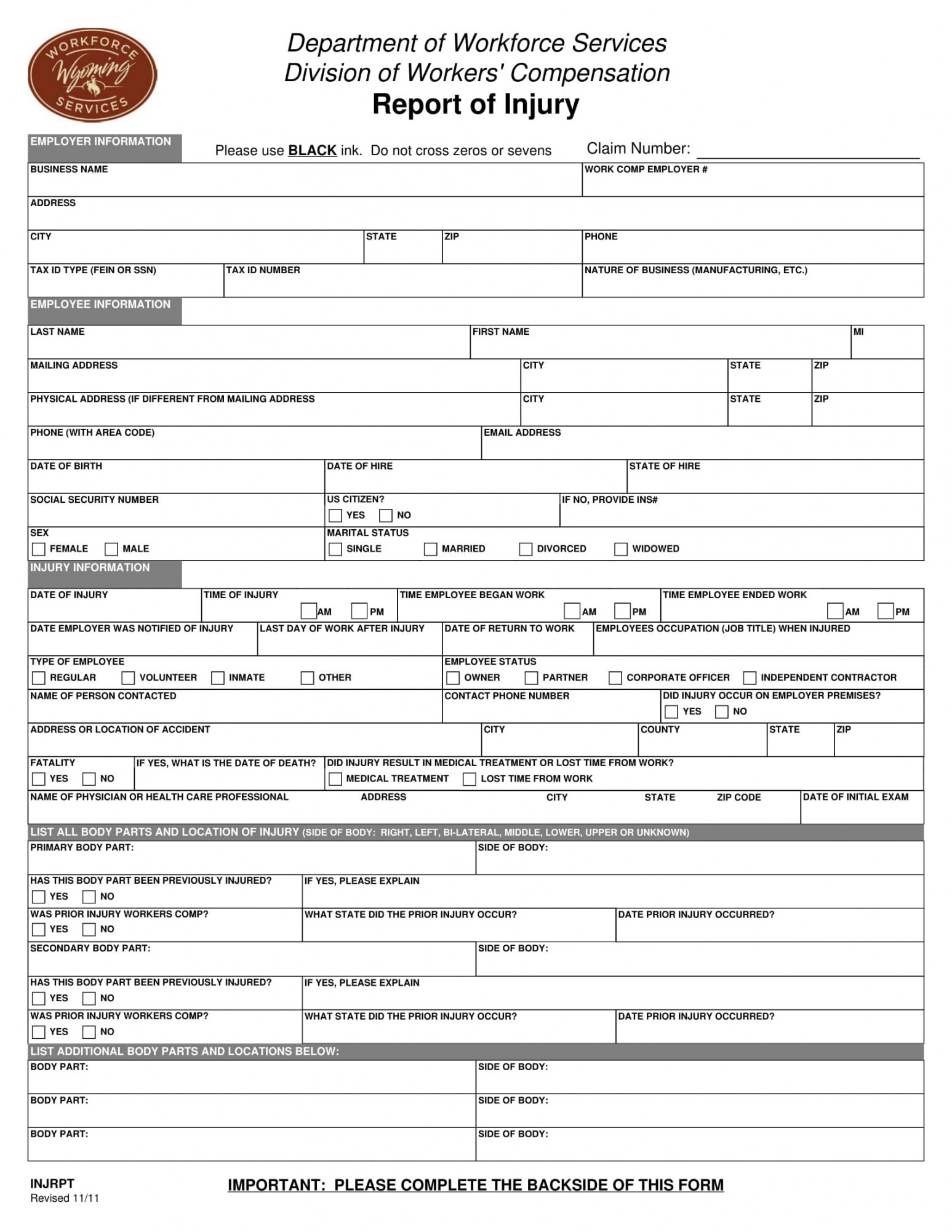 Costum Osha Incident Report Form Template Doc Example