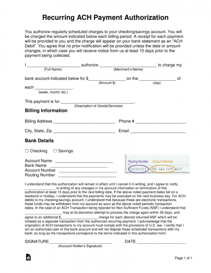 Costum Payday Loan Credit Card Authorization Form One Time Ach Form Template Pdf Sample