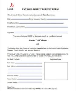 Costum Payroll Direct Deposit Form Template Excel Sample