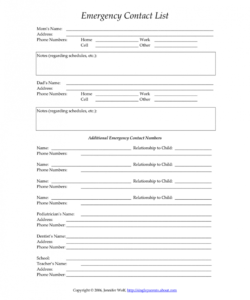 Costum Printable Employee Emergency Contact Form Template Excel Example