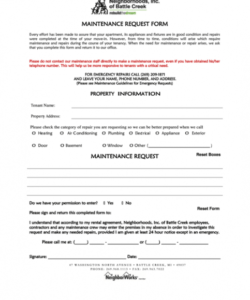 Costum Repair Maintenance Request Form Template Printable Excel Example