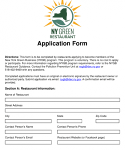 Costum Restaurant Job Application Form Template Doc