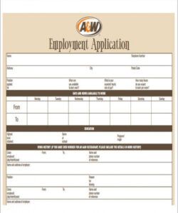 Costum Restaurant Job Application Form Template Pdf Example